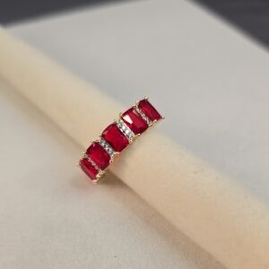 Elegant Gold Filled Red Stone Women's Ring Sz 8